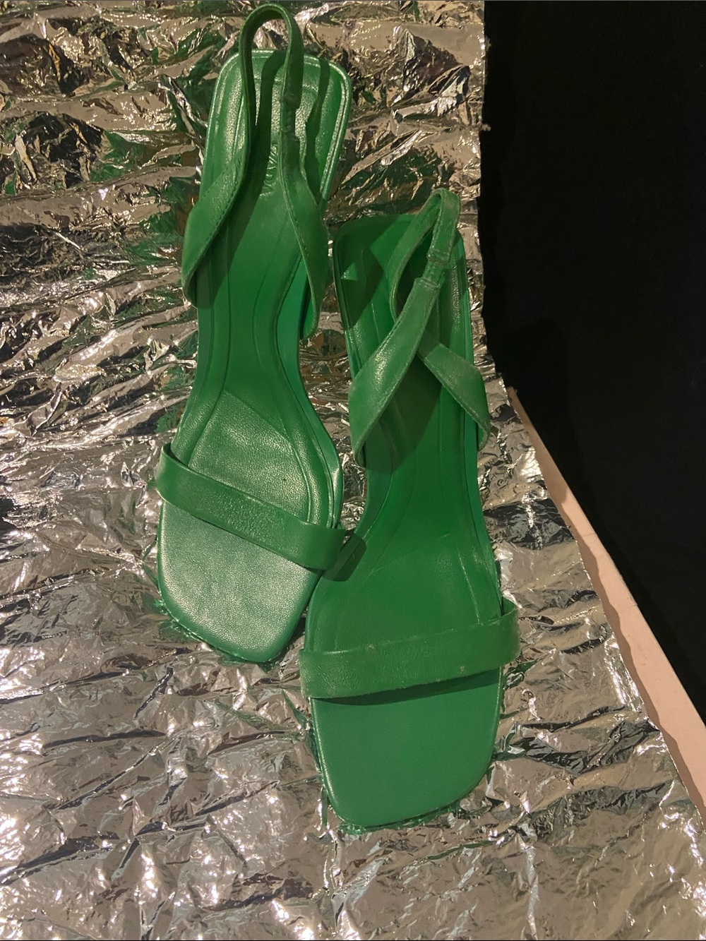 Zara - Green Strappy Slingback Sandals - Women